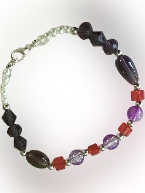 Purple and Red Beaded Bracelet